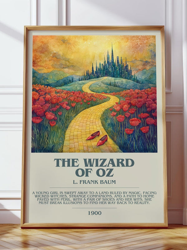 The Wizard Of Oz bookish print in frame leaning in hallway – childrens wall art