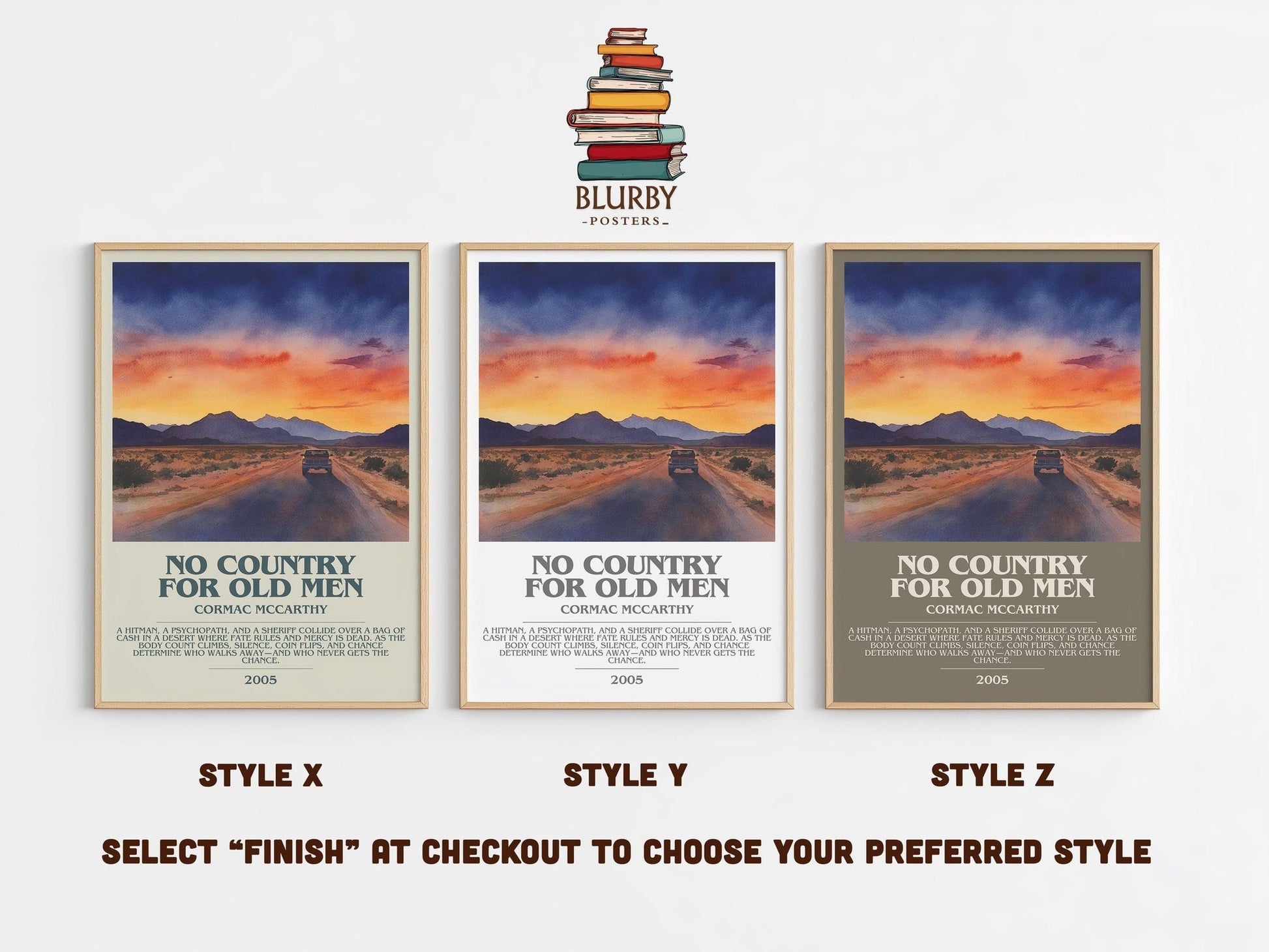 No Country For Old Men bookish poster colour and style options – Cormac Mccarthy book art