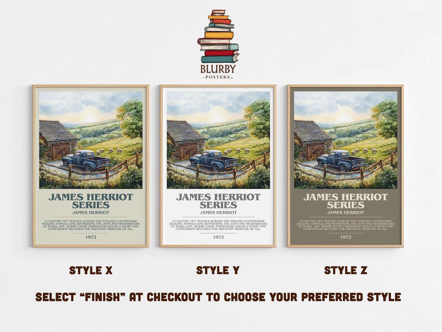 James Herriot Series bookish poster colour and style options – James Herriot book art