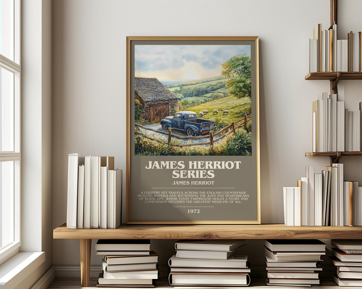 James Herriot Series bookish print on bookshelf – James Herriot fan gift