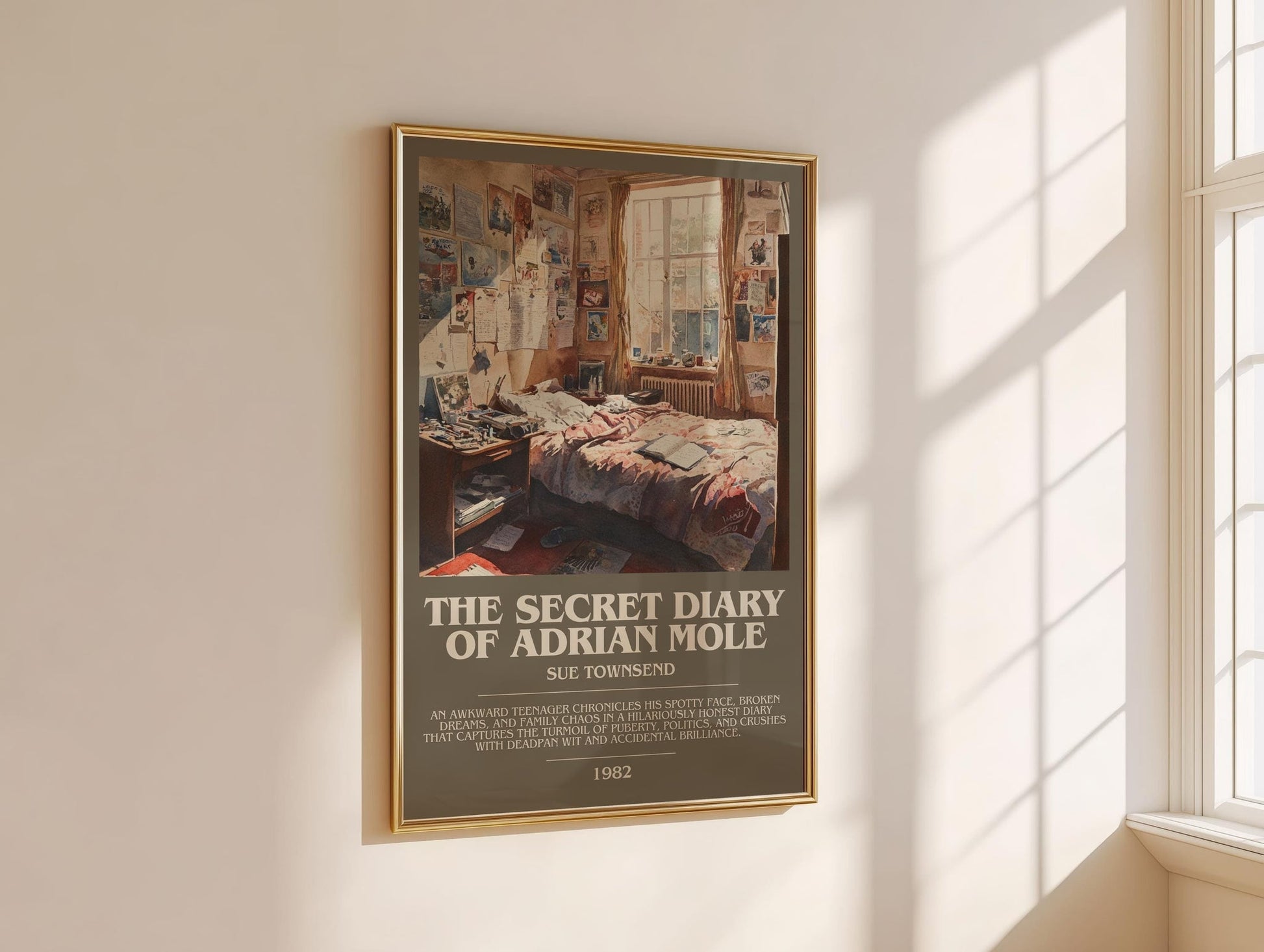 The Secret Diary Of Adrian Mole bookish book poster framed on wall – coming of age wall art