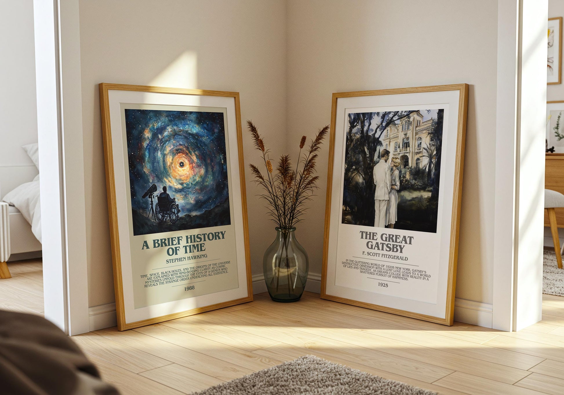 A Brief History of Time bookish poster paired in gallery wall – literary art prints