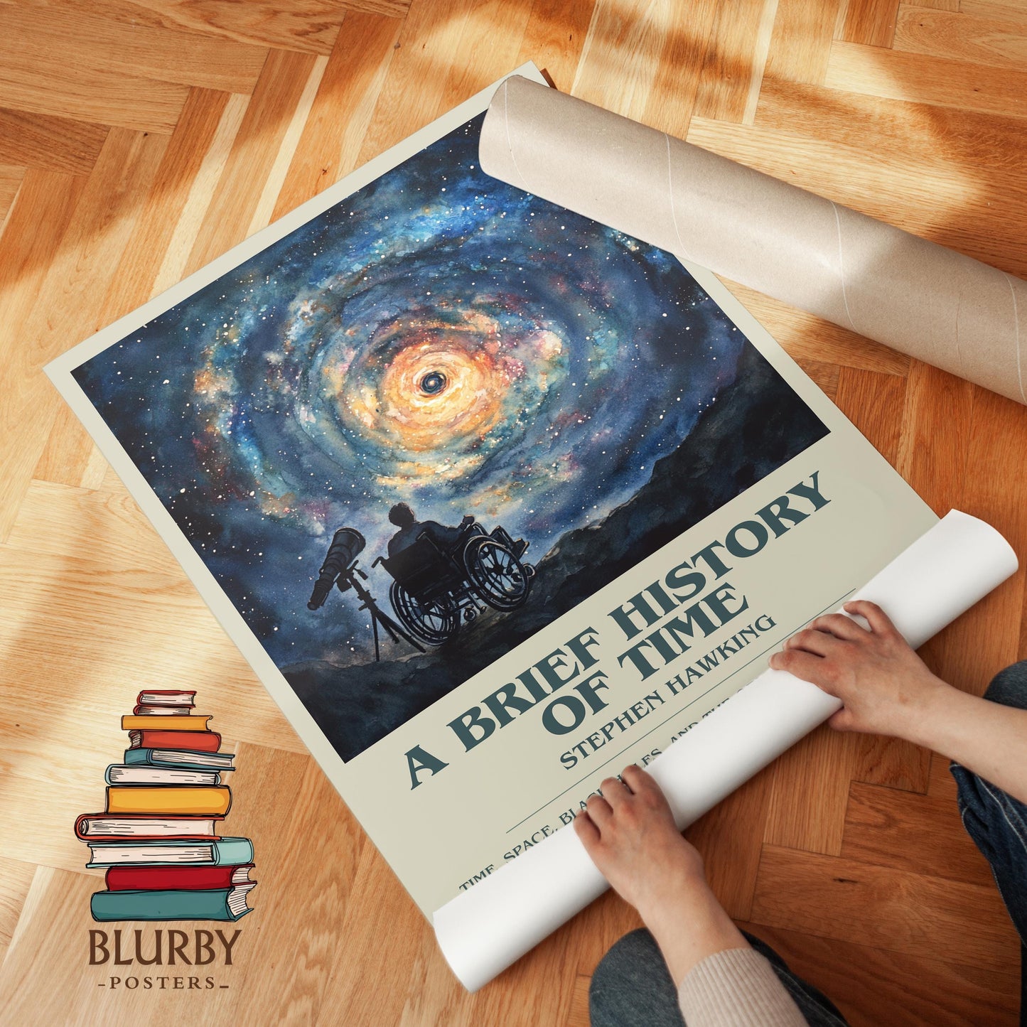 A Brief History of Time book poster packaging – museum-quality print rolled in protective tube