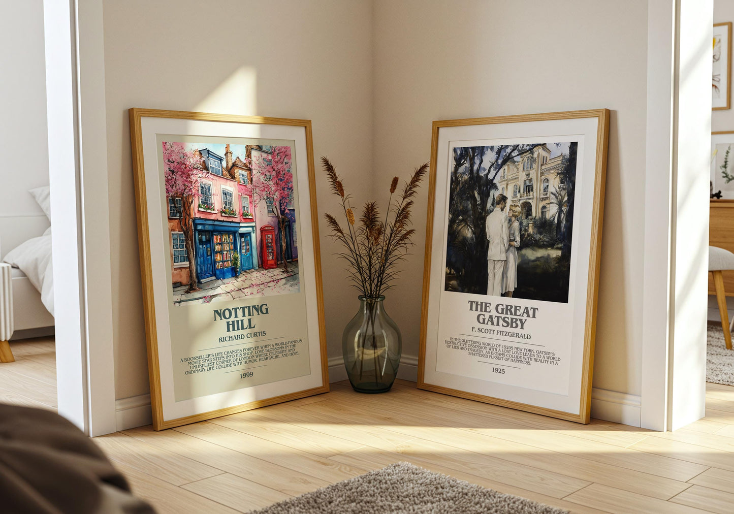 Notting Hill bookish poster paired in gallery wall – literary art prints