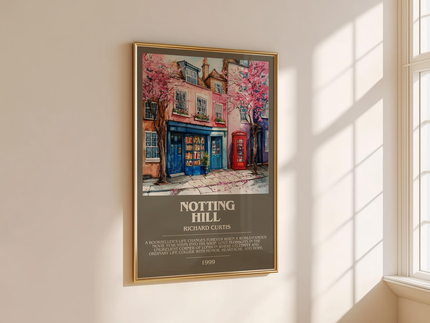 Notting Hill bookish book poster framed on wall – romance wall art
