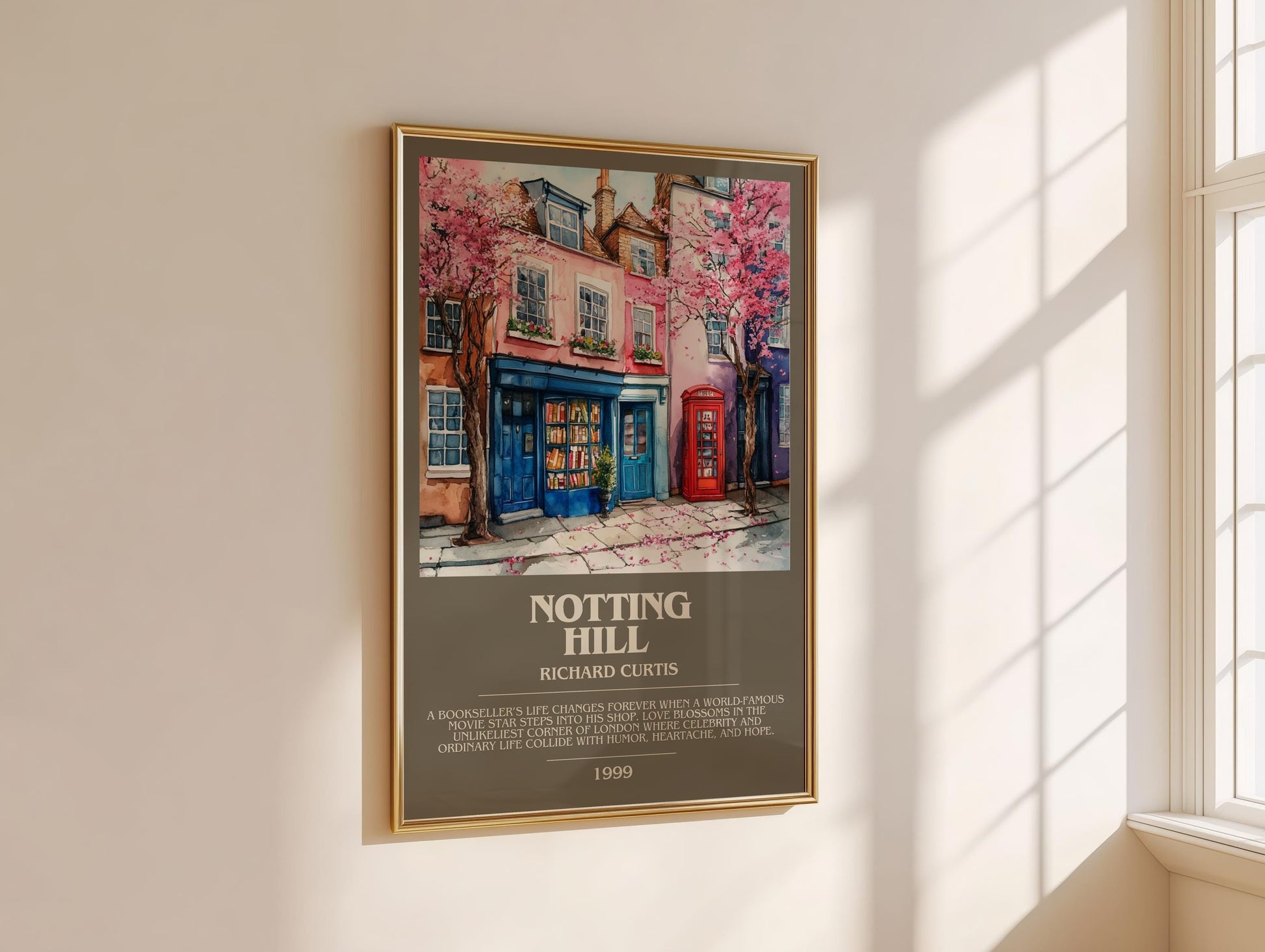 Notting Hill bookish book poster framed on wall – romance wall art