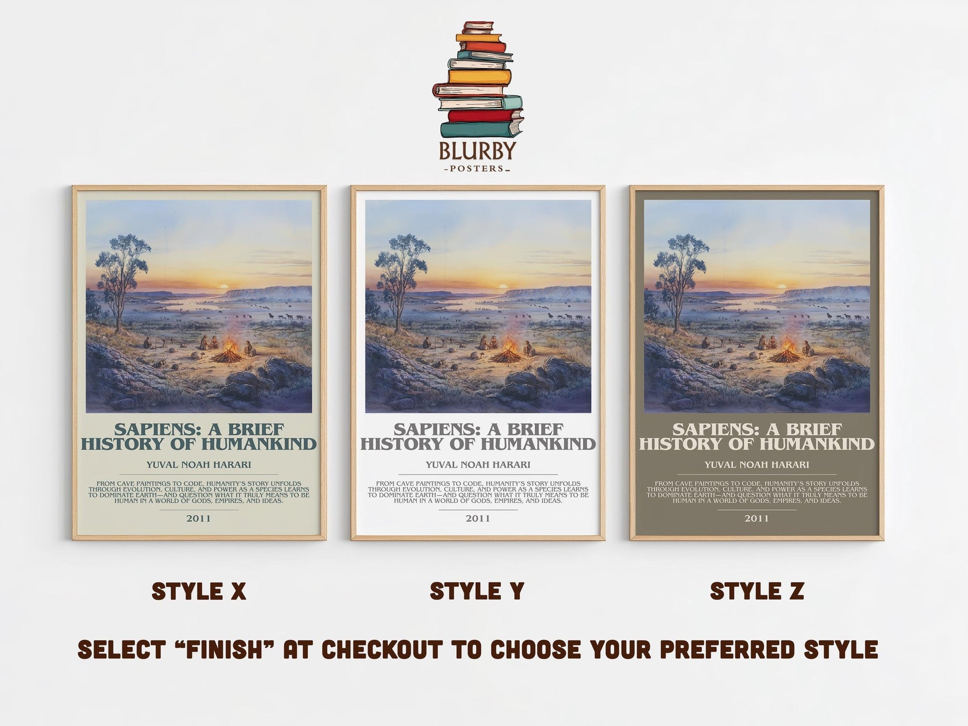 Sapiens: A Brief History of Humankind bookish poster colour and style options – Yuval Noah Harari book art
