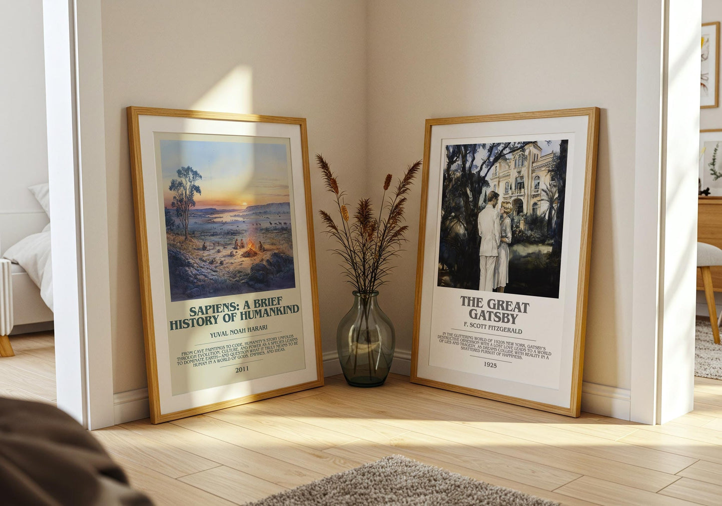 Sapiens: A Brief History of Humankind bookish poster paired in gallery wall – literary art prints