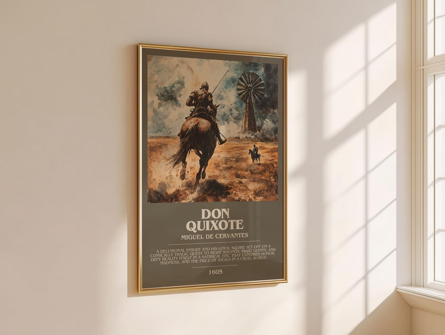 Don Quixote bookish book poster framed on wall – classic literature wall art