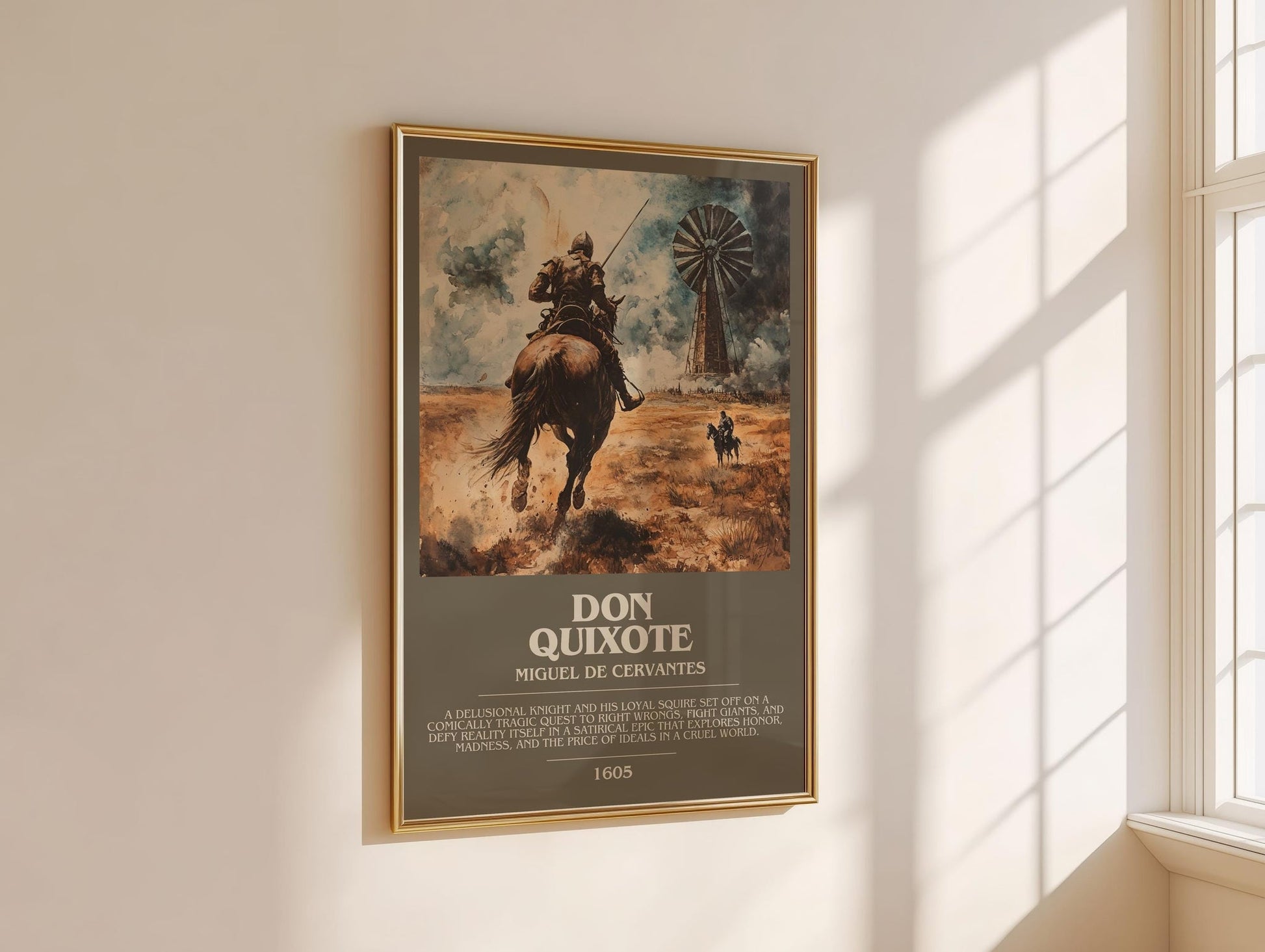 Don Quixote bookish book poster framed on wall – classic literature wall art