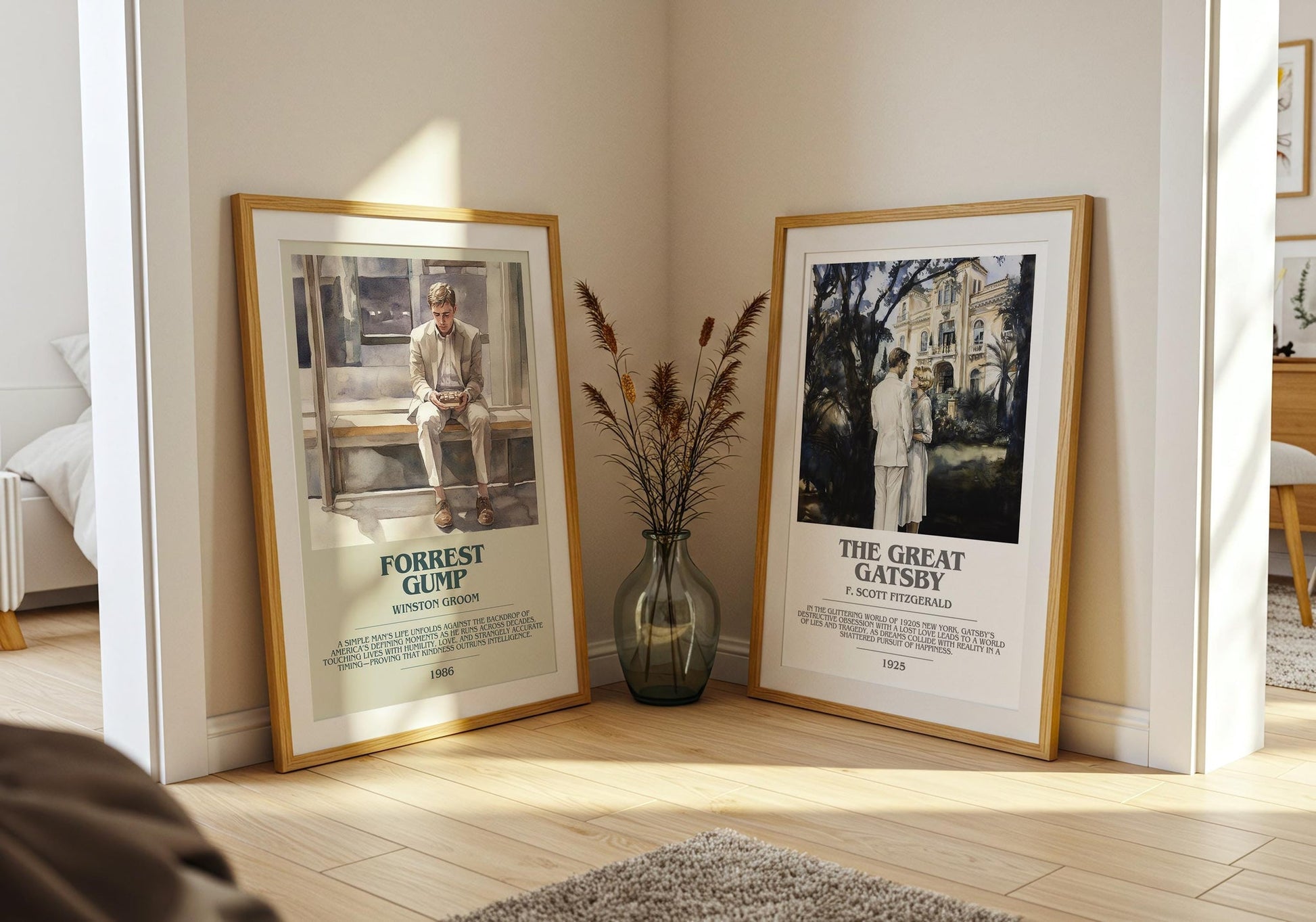 Forrest Gump bookish poster paired in gallery wall – literary art prints