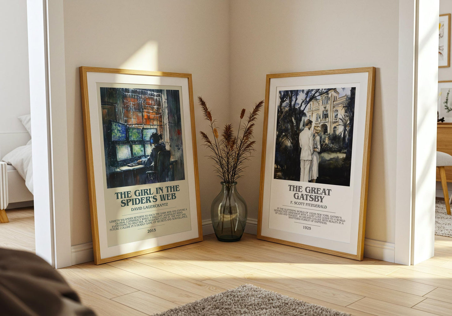 The Girl In The Spider's Web bookish poster paired in gallery wall – literary art prints
