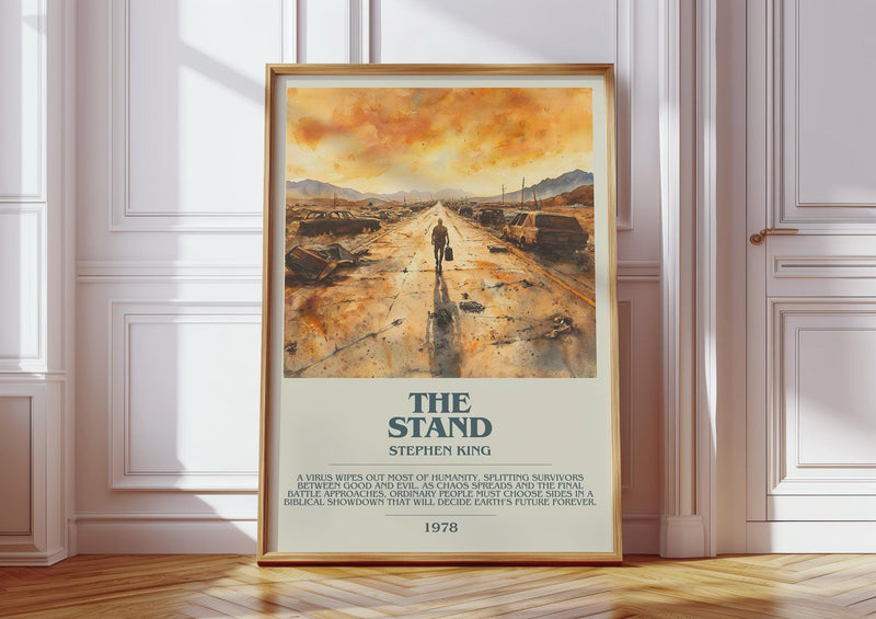The Stand bookish print in frame leaning in hallway – horror wall art