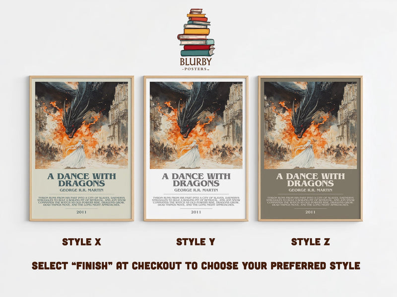 A Dance With Dragons bookish poster colour and style options – George R.R. Martin book art