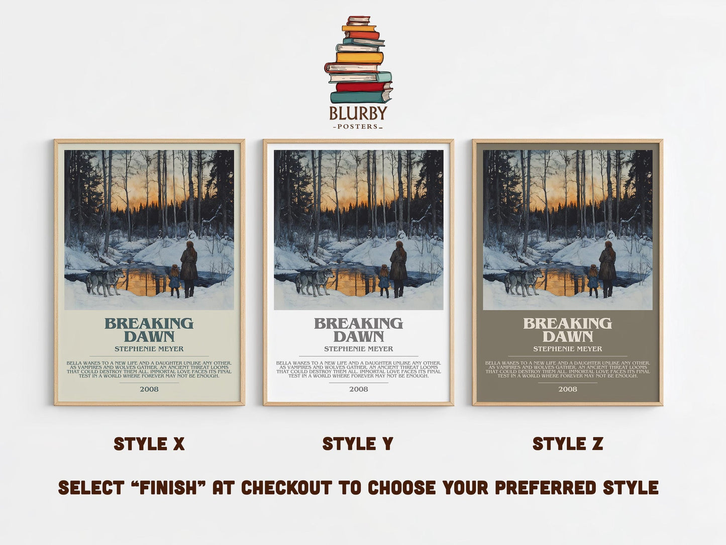 Breaking Dawn bookish poster colour and style options – Stephenie Meyer book art