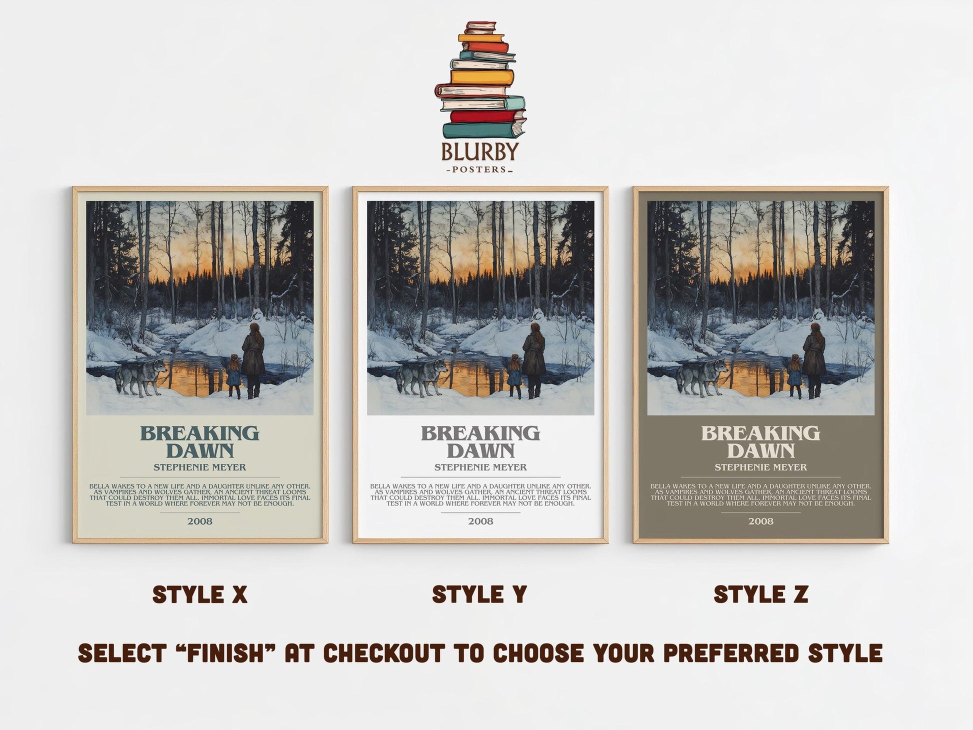 Breaking Dawn bookish poster colour and style options – Stephenie Meyer book art