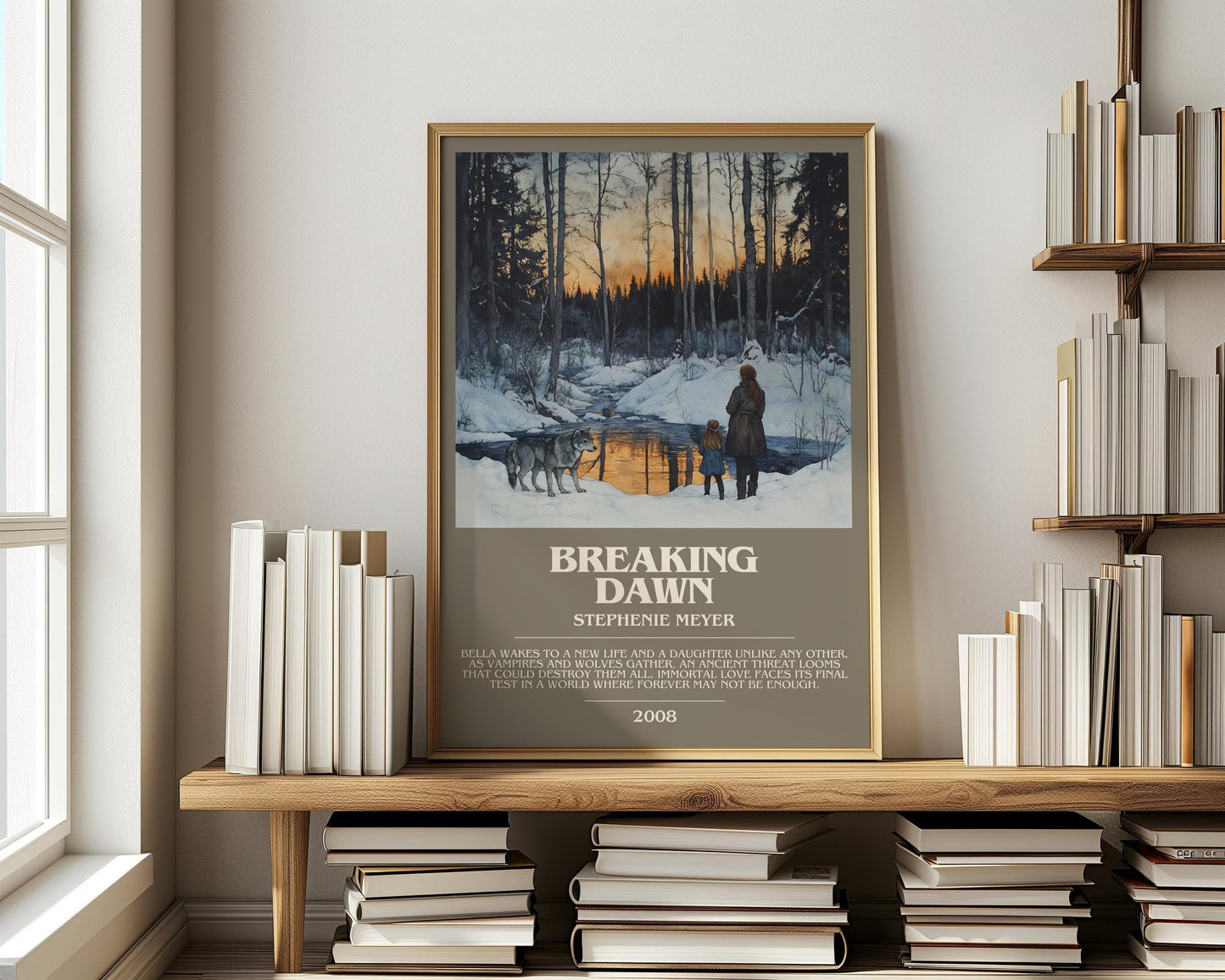 Breaking Dawn bookish print on bookshelf – Stephenie Meyer fan gift