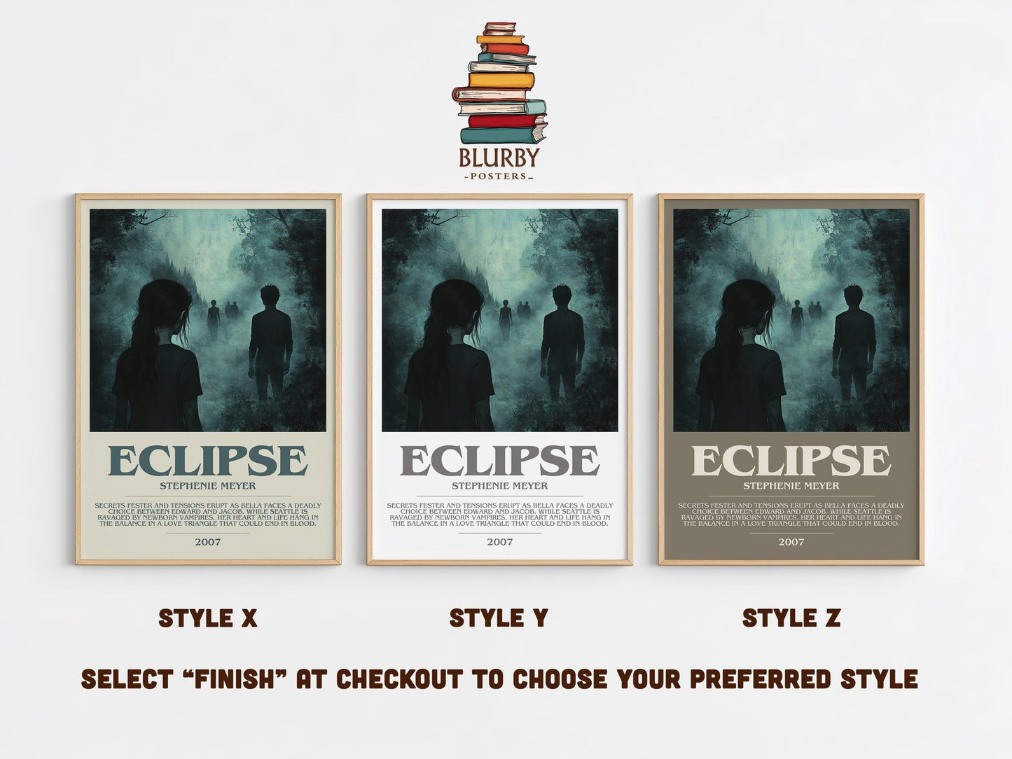 Eclipse bookish poster colour and style options – Stephenie Meyer book art