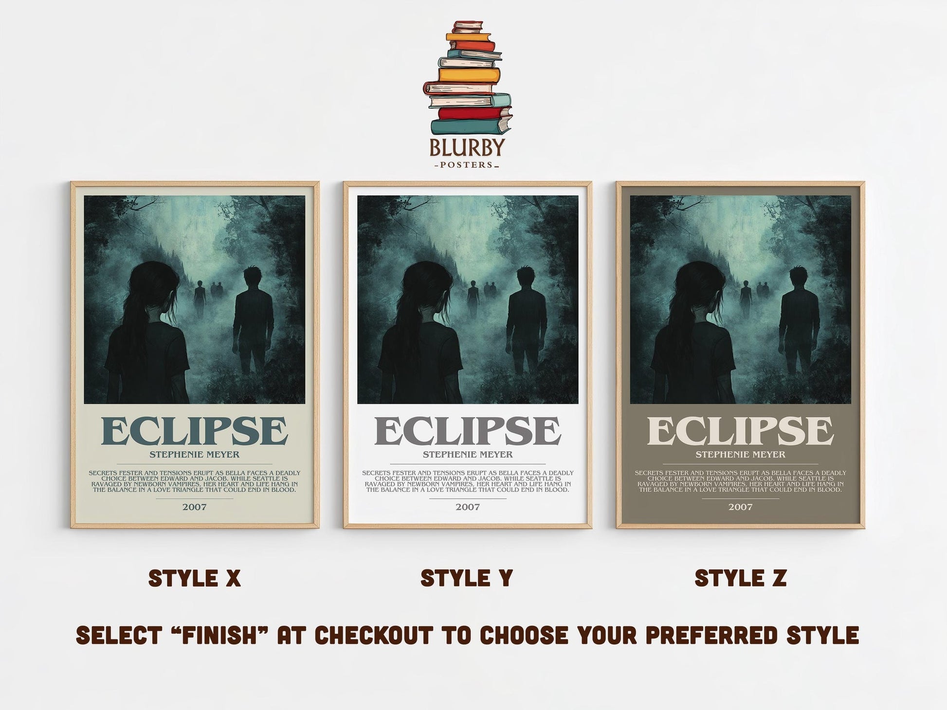 Eclipse bookish poster colour and style options – Stephenie Meyer book art