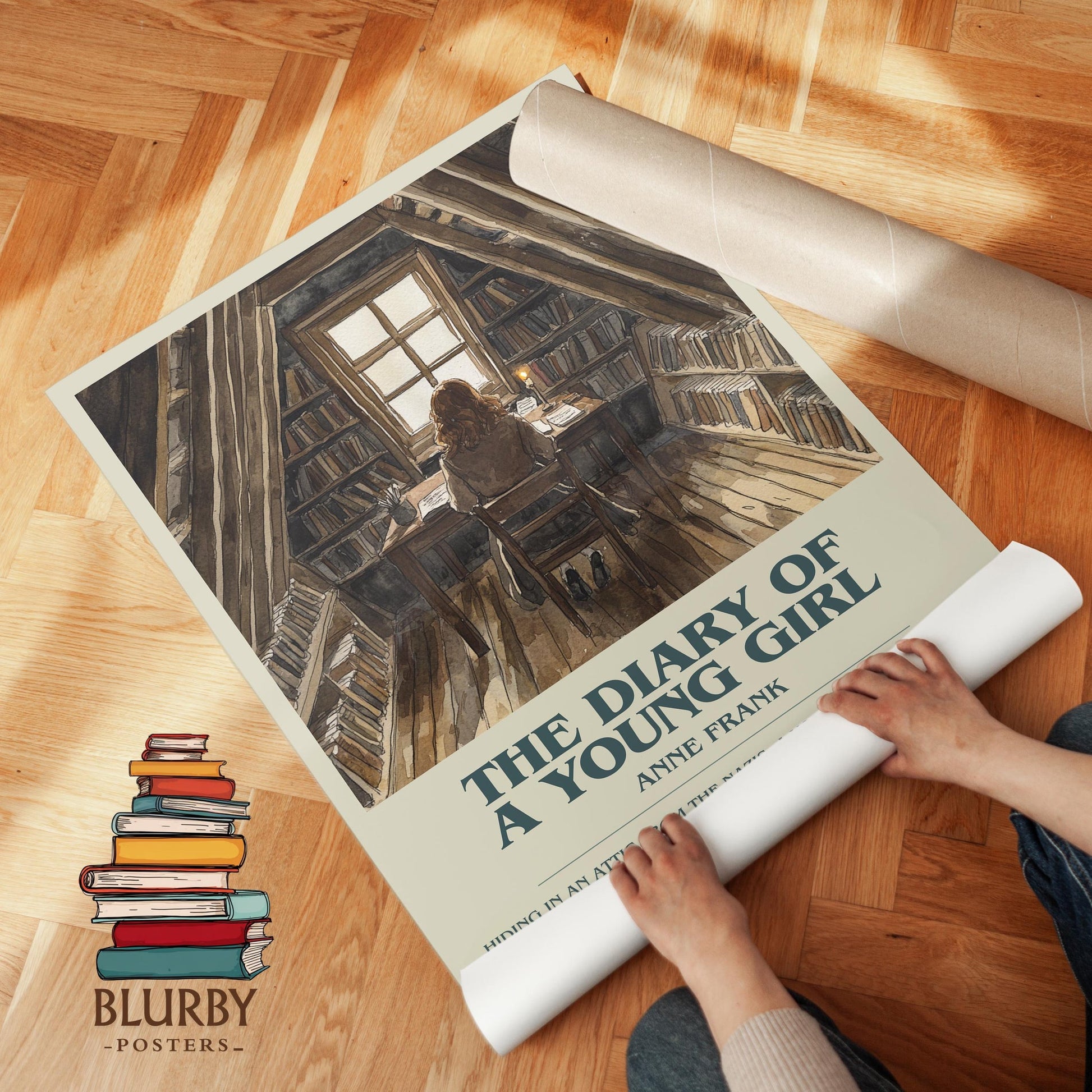The Diary Of A Young Girl book poster packaging – museum-quality print rolled in protective tube