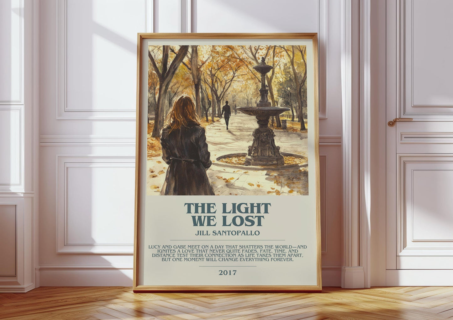 The Light We Lost bookish print in frame leaning in hallway – romance wall art