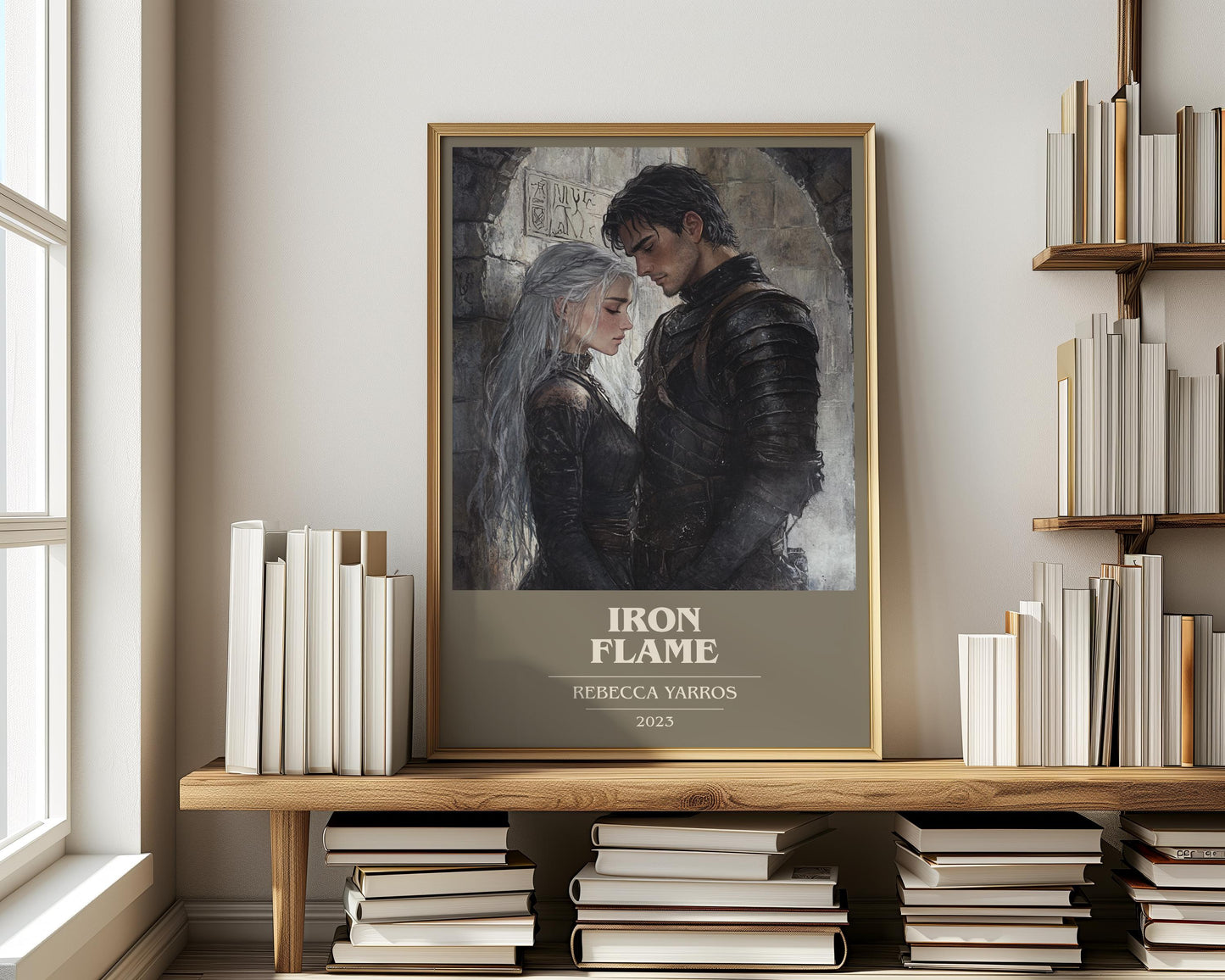 Iron Flame by Rebecca Yarros Descriptive Poster Print. Free Delivery Wall Art Author & Blurb Book Artwork Novel