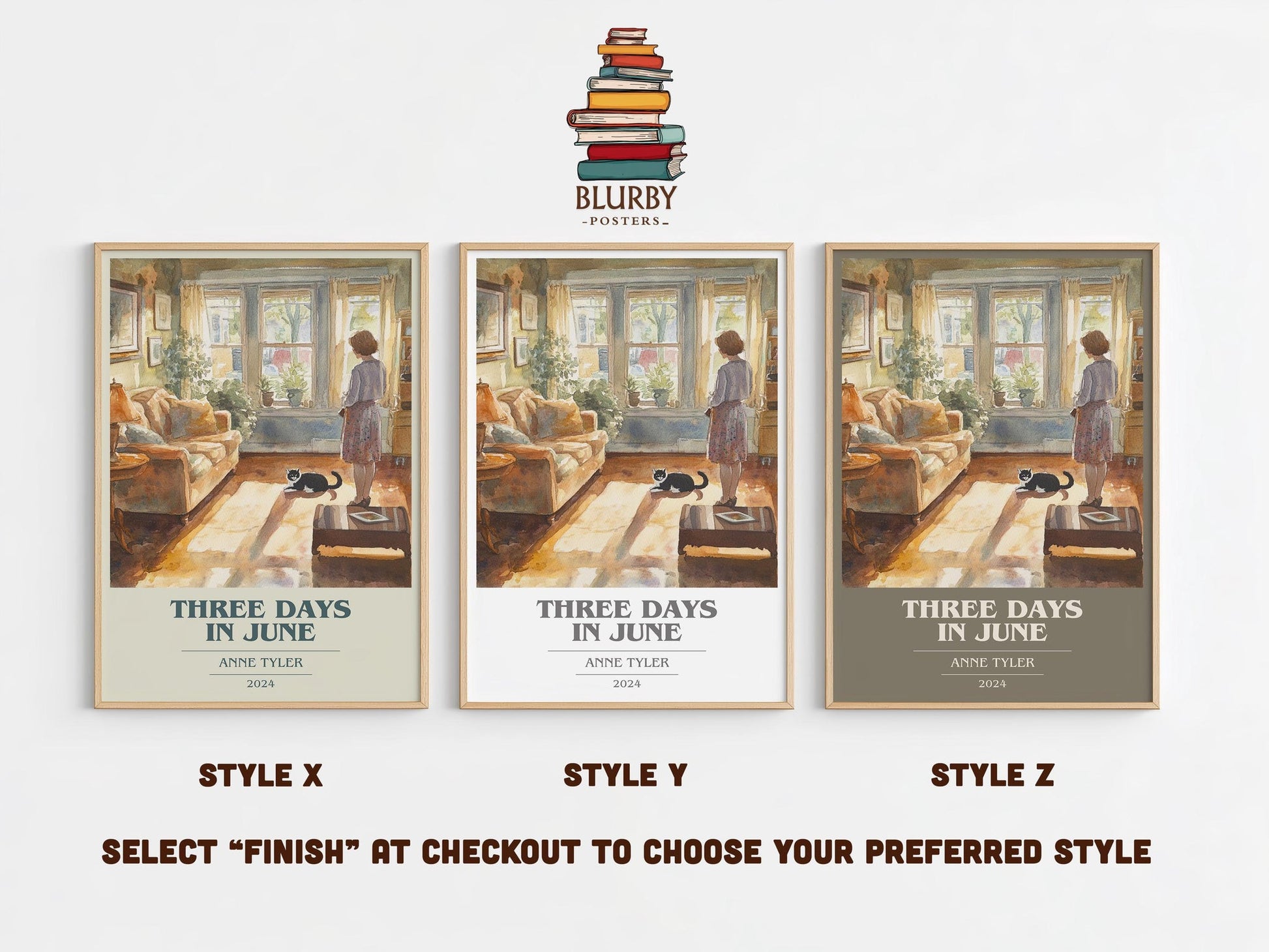 Three Days In June book cover poster colour and style options – Anne Tyler book art
