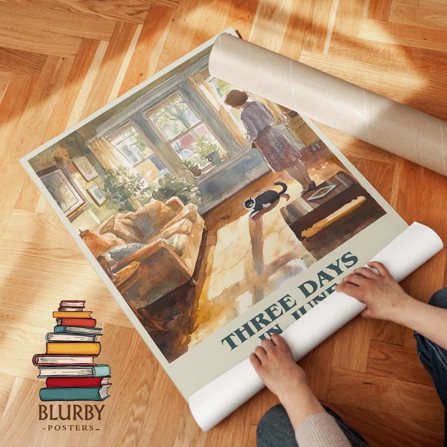 Three Days In June book poster packaging – museum-quality print rolled in protective tube