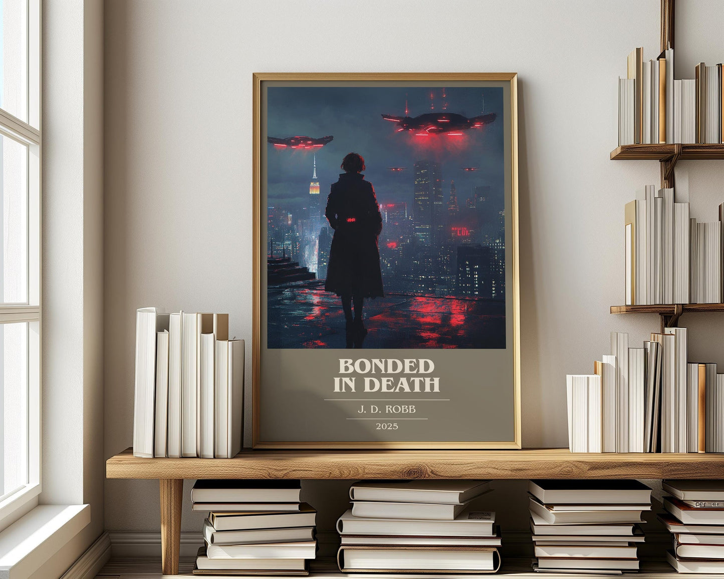 Bonded in Death book cover poster paired in gallery wall – literary art prints