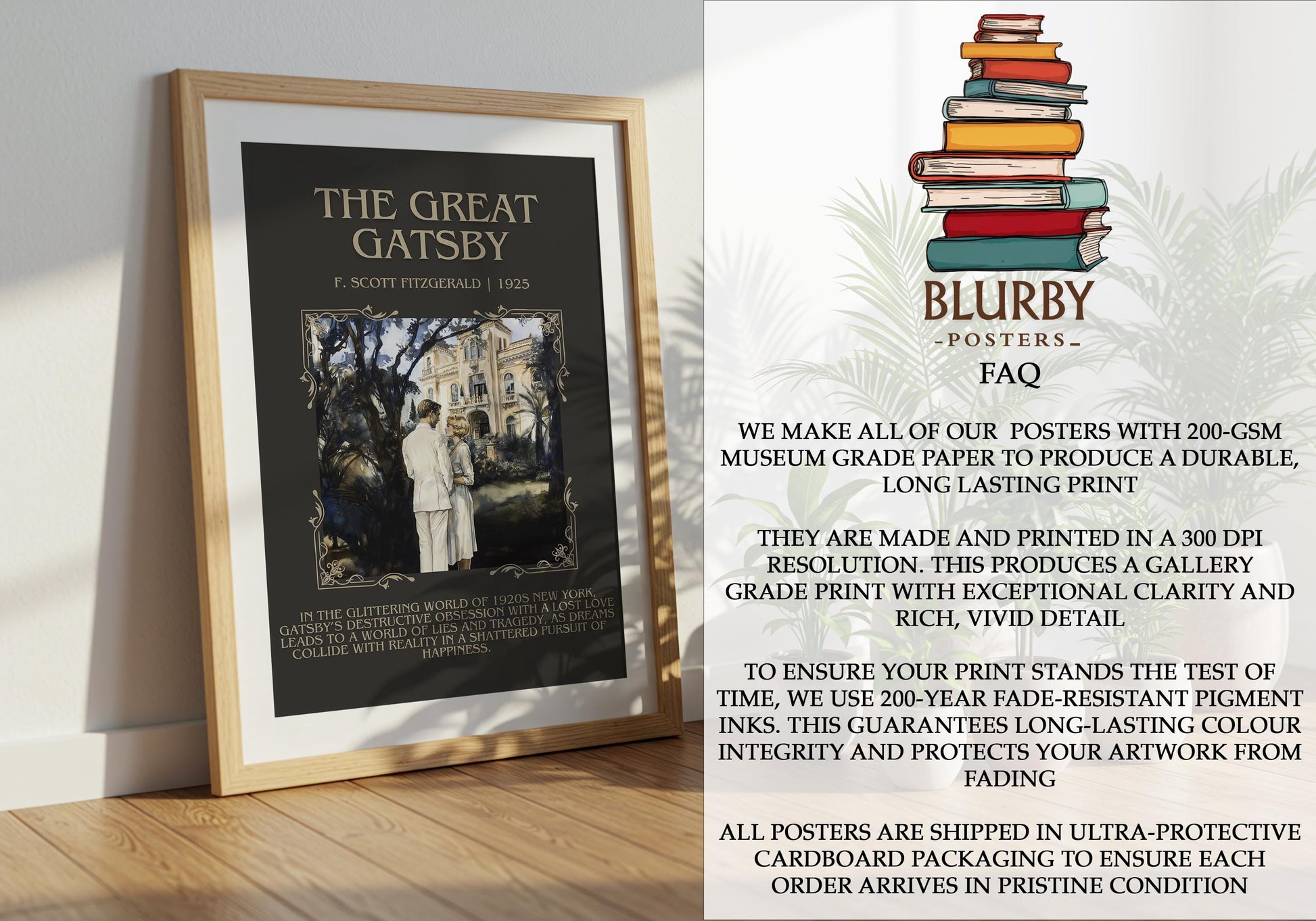 The Great Gatsby by F. Scott Fitzgerald | Descriptive Book Poster | Blurby