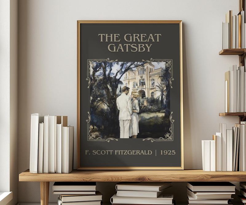 The Great Gatsby classic book art print in frame leaning in hallway – classic literature wall art
