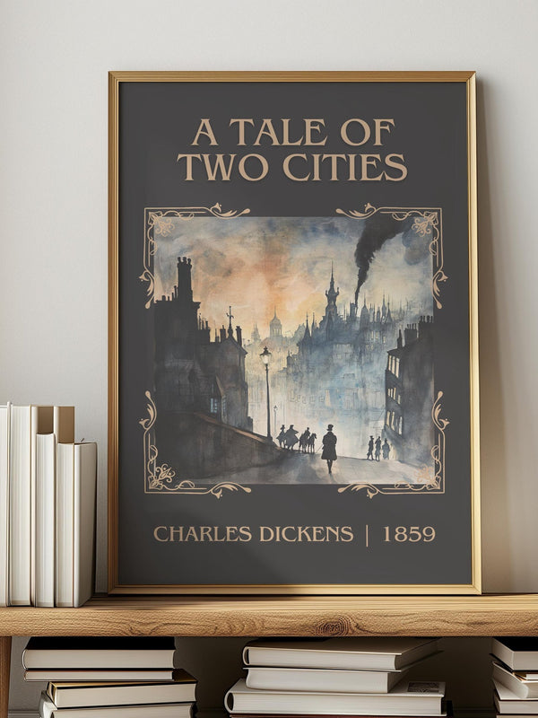 A Tale of Two Cities classic book art print in frame leaning in hallway – historical fiction wall art