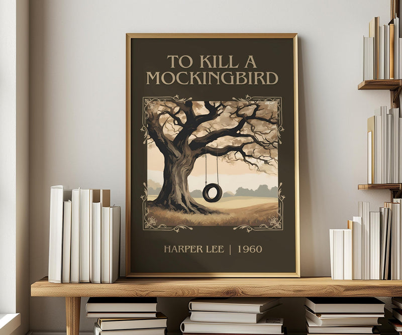 To Kill A Mockingbird classic book art print in frame leaning in hallway – classic literature wall art