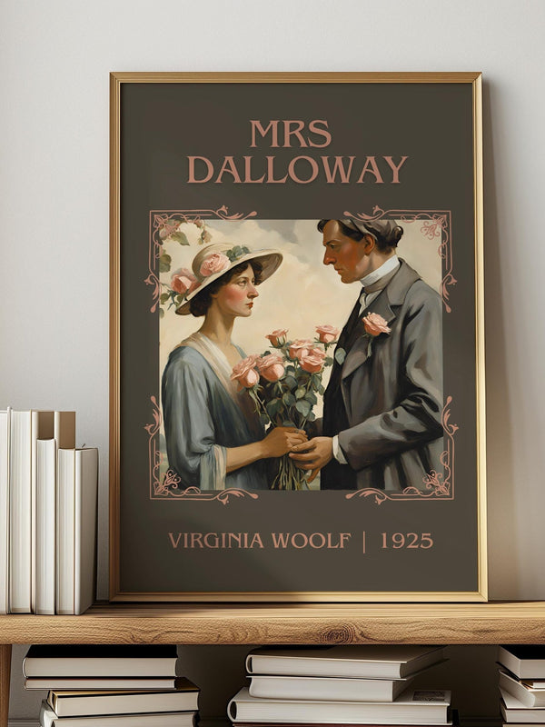 Mrs Dalloway classic book art print in frame leaning in hallway – literary fiction wall art