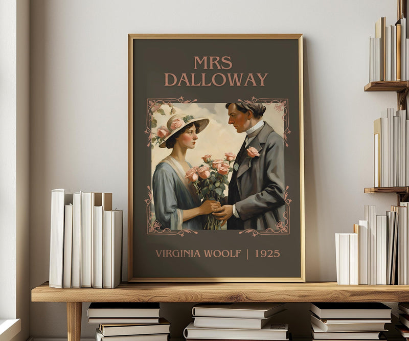 Mrs Dalloway classic book art print in frame leaning in hallway – literary fiction wall art