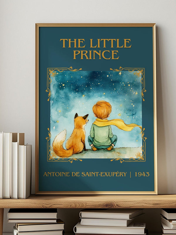 The Little Prince classic book art print in frame leaning in hallway – childrens wall art