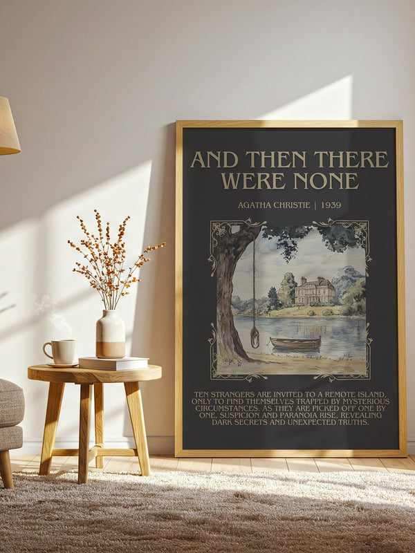And Then There Were None minimalist print framed by window – literary home decor