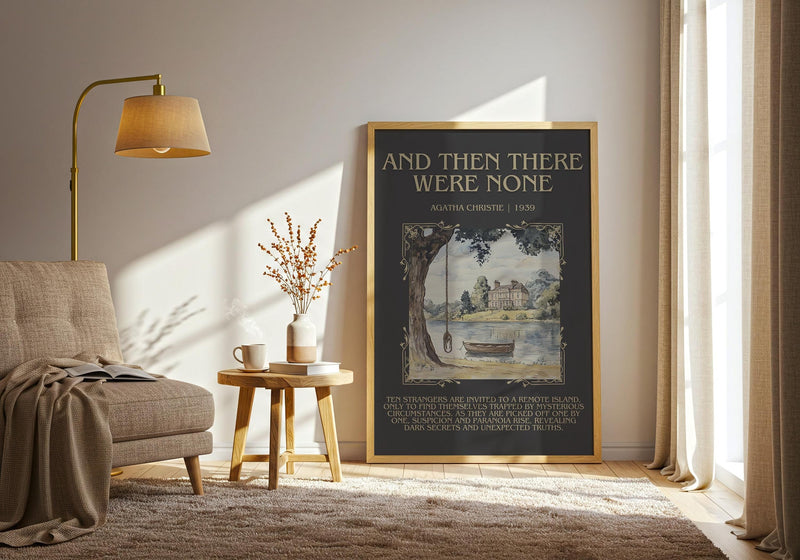 And Then There Were None minimalist print framed by window – literary home decor
