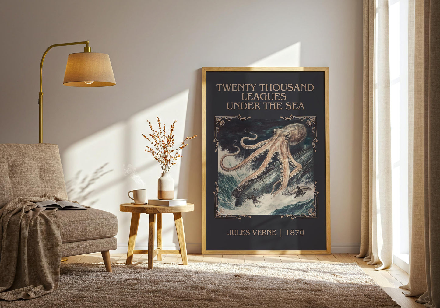 Twenty Thousand Leagues Under The Sea by Jules Verne | Descriptive Book Poster | Minimalist