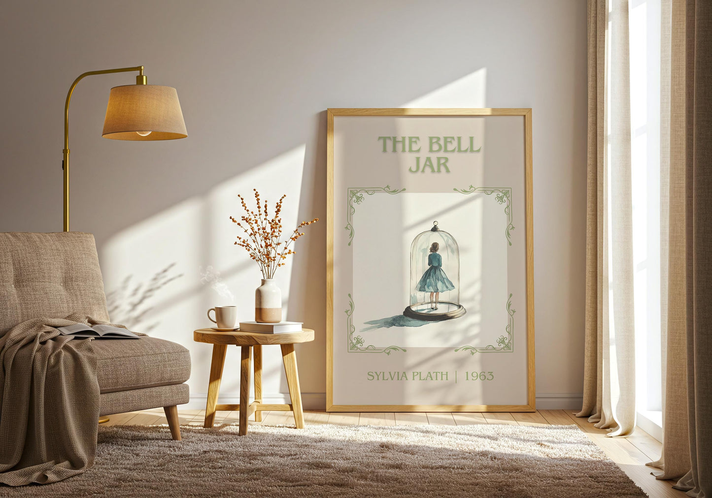 The Bell Jar by Sylvia Plath | Descriptive Book Poster | Minimalist