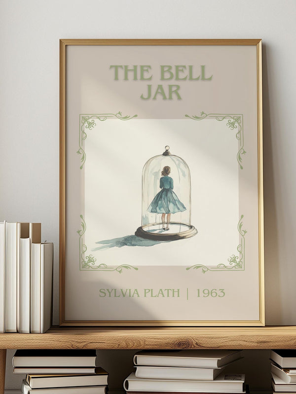 The Bell Jar classic book art print in frame leaning in hallway – coming of age wall art