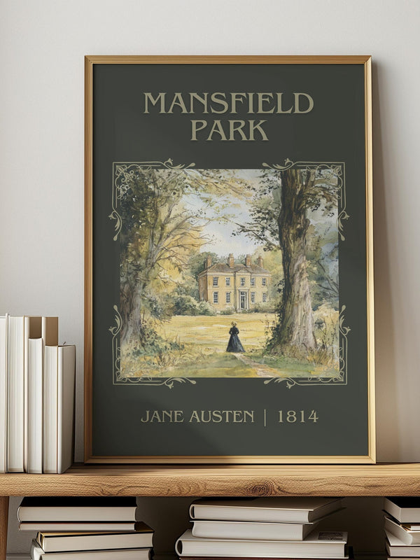 Mansfield Park classic book art print in frame leaning in hallway – classic literature wall art