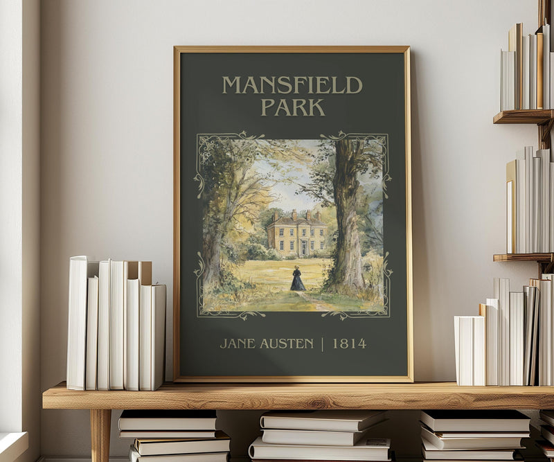 Mansfield Park classic book art print in frame leaning in hallway – classic literature wall art