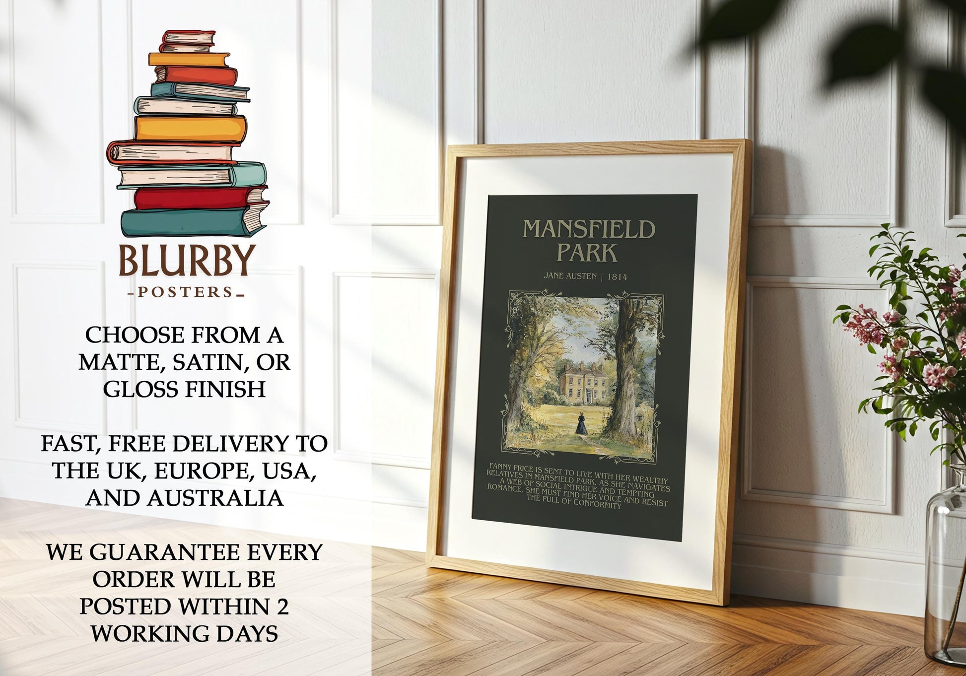 Mansfield Park by Jane Austen | Descriptive Book Poster | Blurby