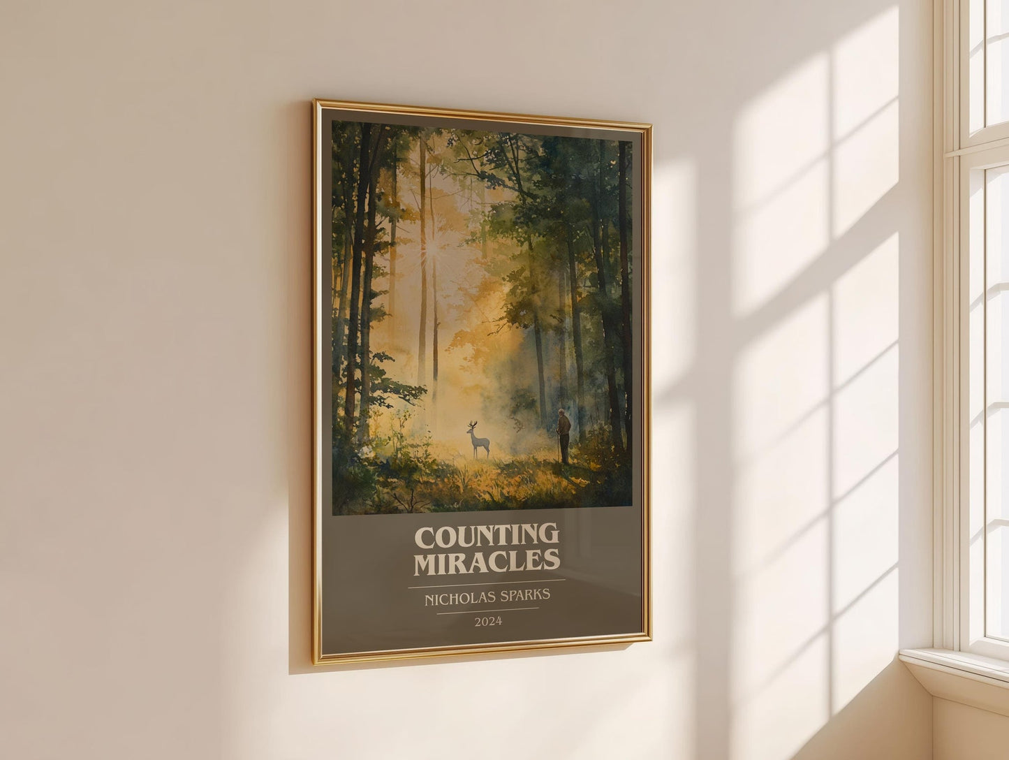 Counting Miracles book cover print on bookshelf – Nicholas Sparks fan gift