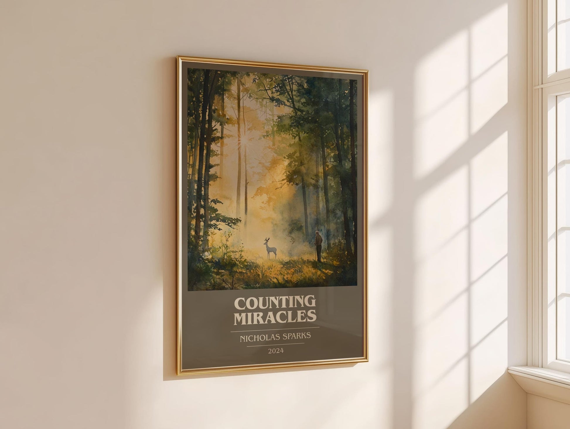 Counting Miracles book cover print on bookshelf – Nicholas Sparks fan gift