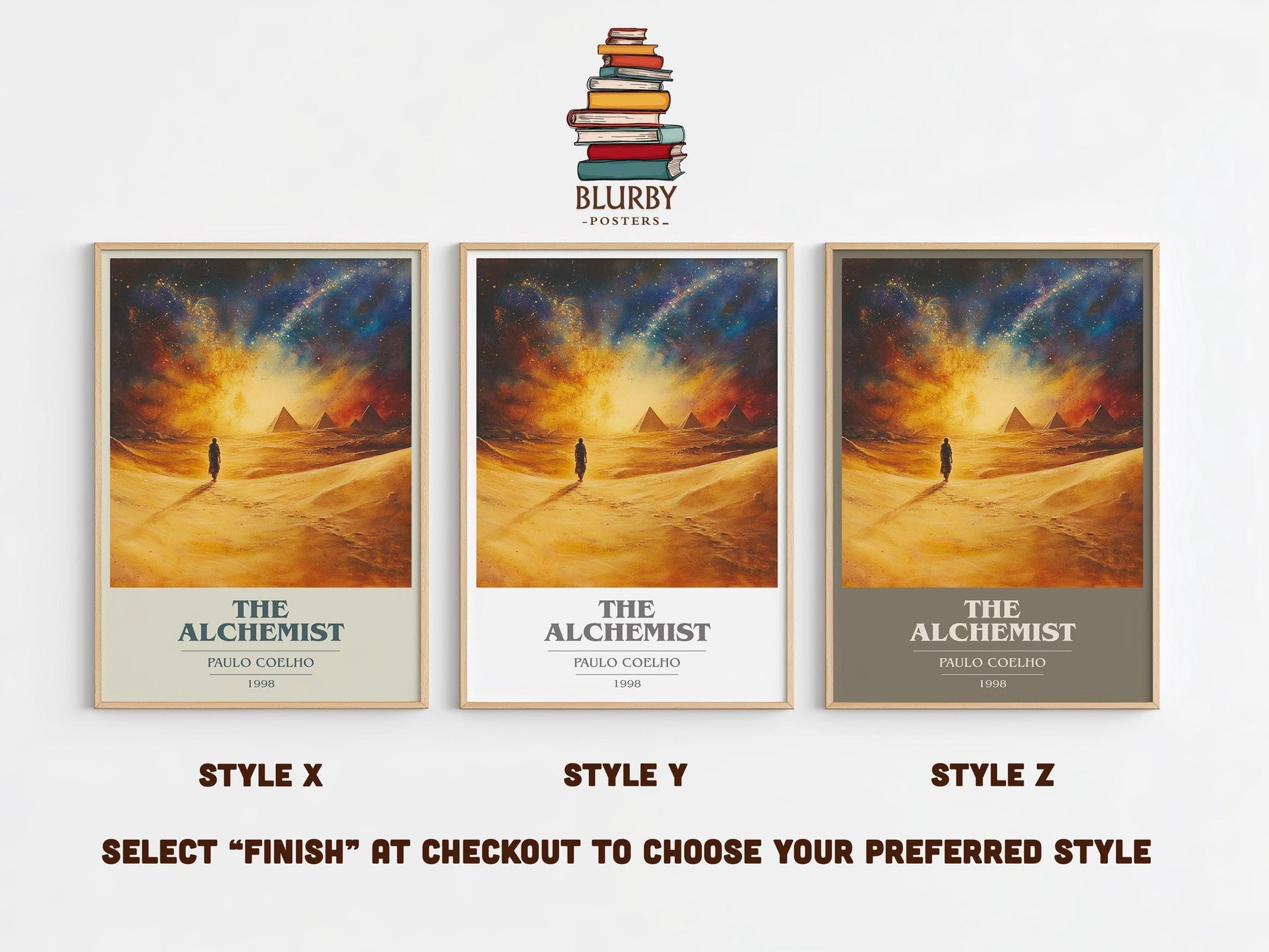 The Alchemist book cover poster colour and style options – Paulo Coelho book art