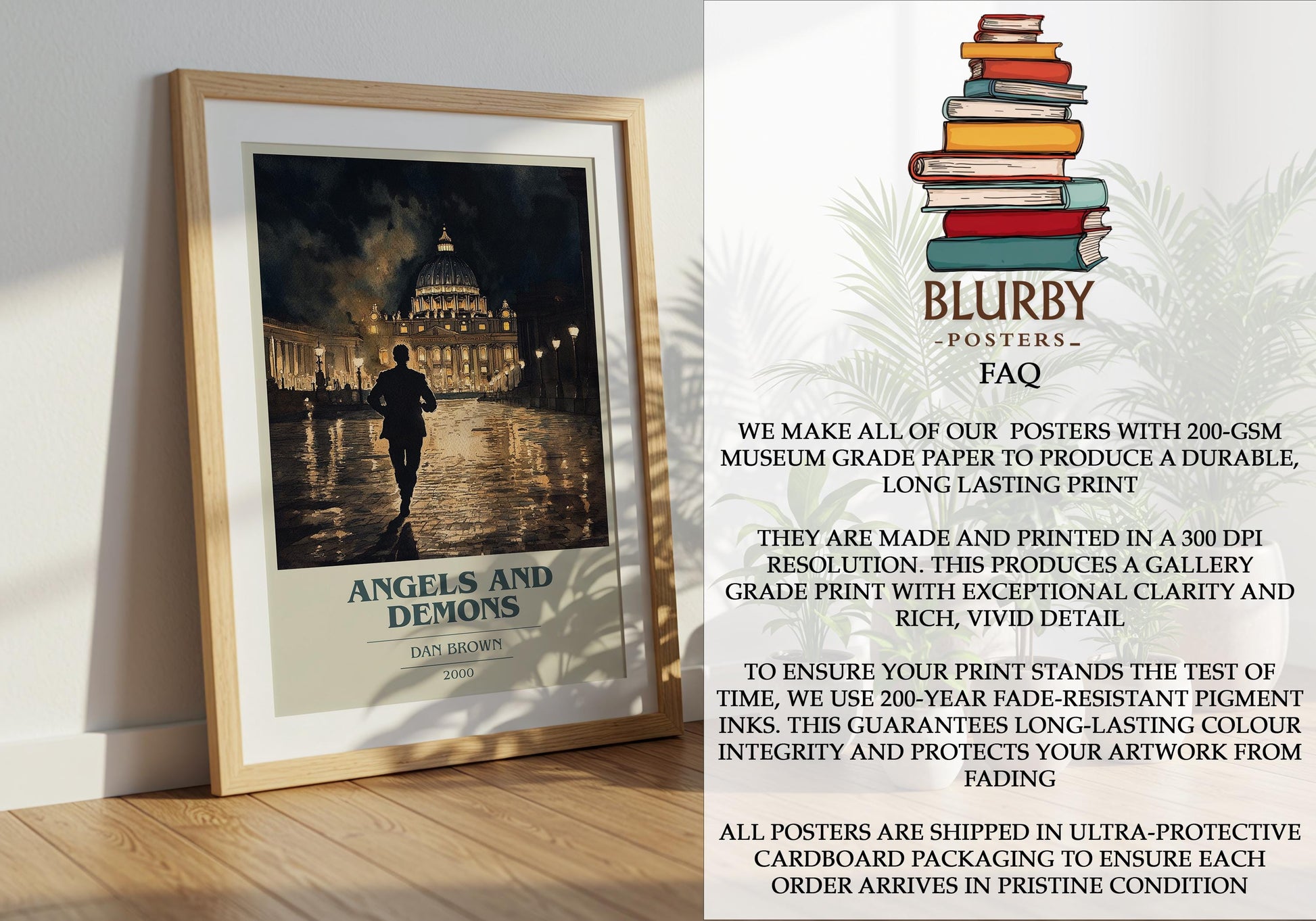 Angels and Demons by Dan Brown | Book Poster | Literary Art Gift For Book Lover | Novel Inspired Wall Art | Free Delivery