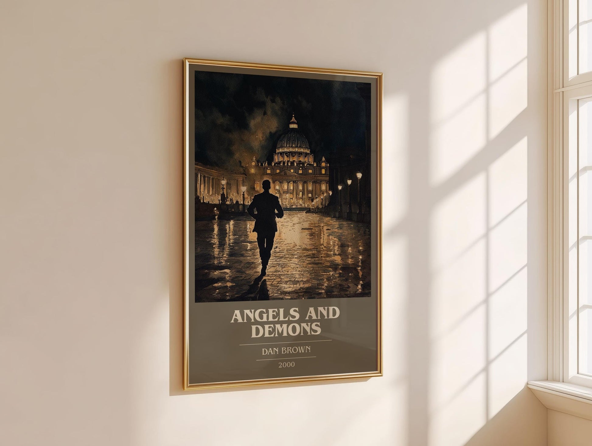 Angels And Demons book cover book poster framed on wall – thriller wall art