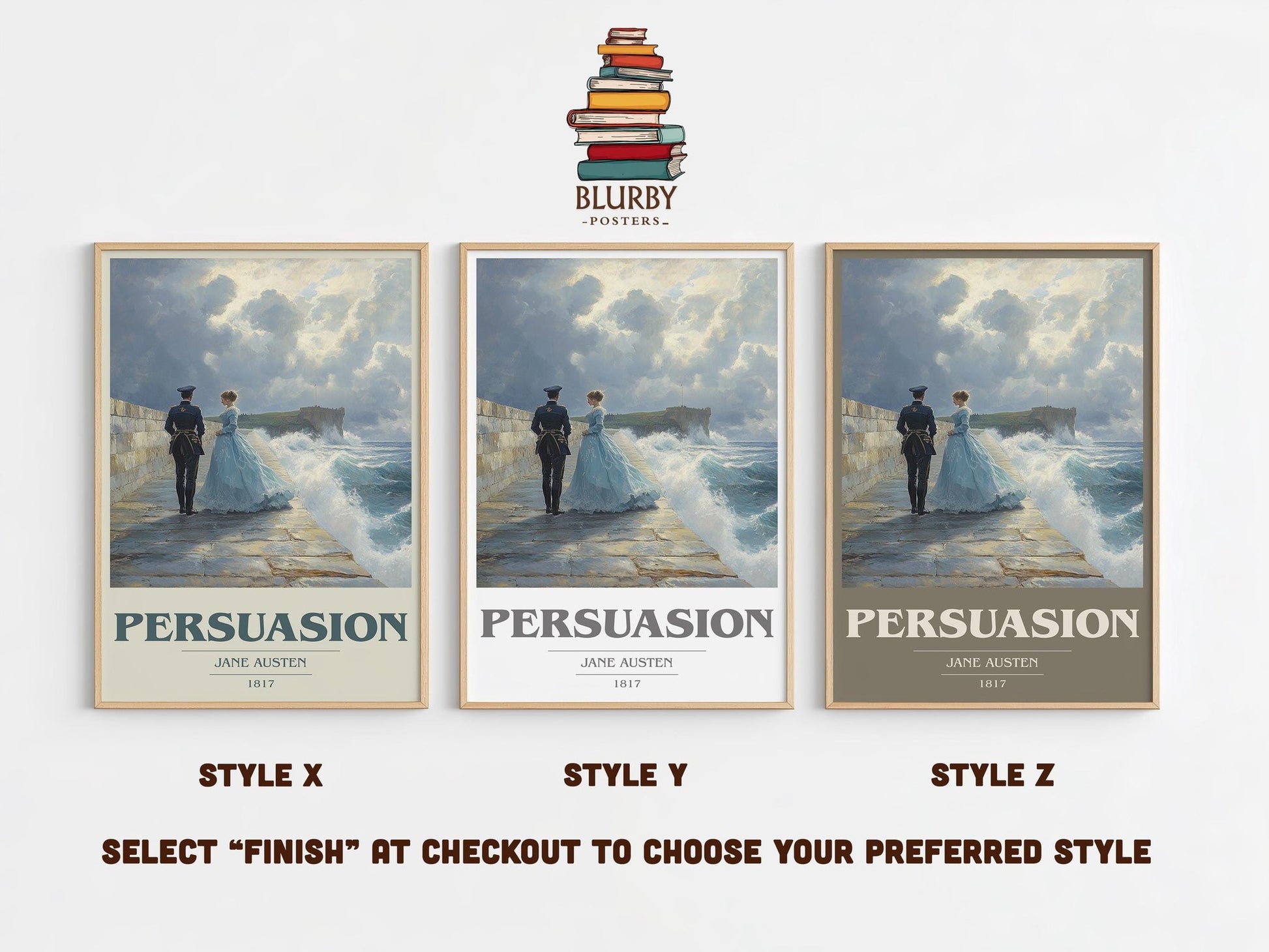 Persuasion book cover poster colour and style options – Jane Austen book art